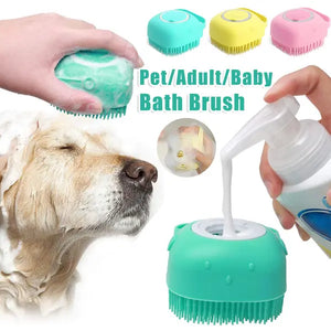 Silicone Dog Bath Massage Gloves Brush Pet Cat Bathroom Cleaning Tool Comb Brush For Dog Can Pour Shampoo Dog Grooming Supplies Doggie toyz